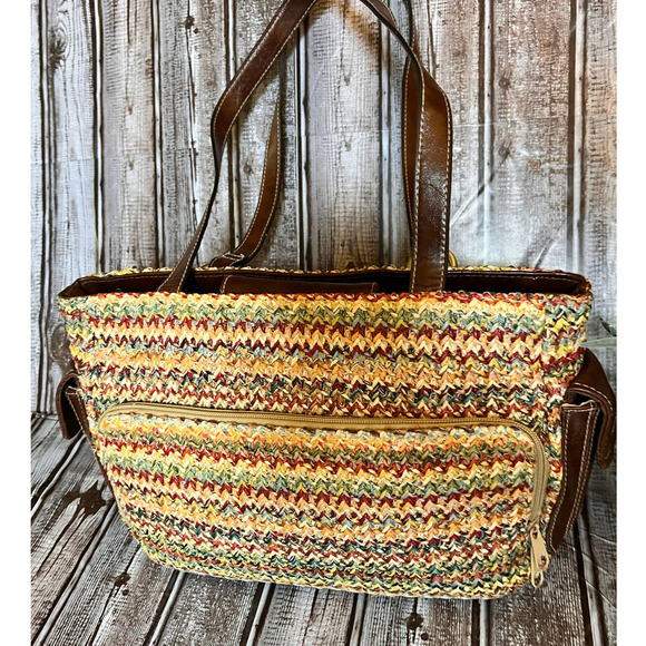 Rosetti Multi-color Straw/Dark Brown Shoulder purse - Picture 2 of 5